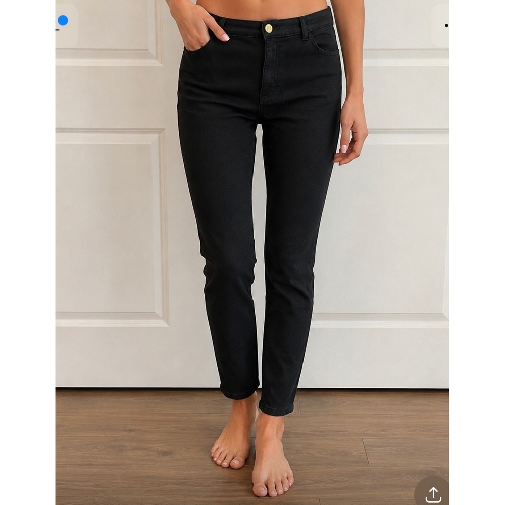 NWT Juicy Couture Womens Mid Rise Skinny Jeans Black Coated‎ Denim Gold Hardware